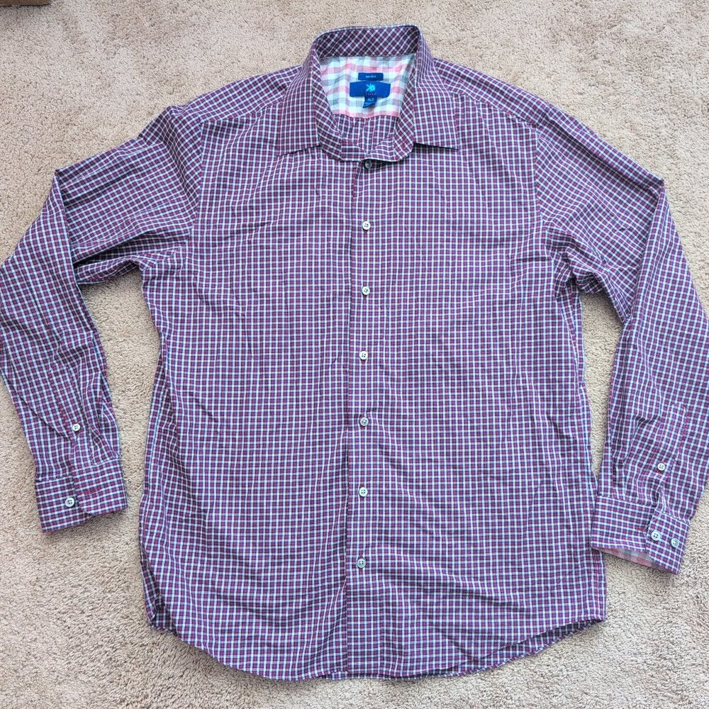 Egara Red & Blue plaid button down shirt, size XLT